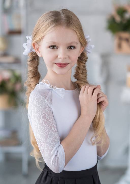 Дорис, блузка трикотажная белый/122-60-54 - Alolika фото 2