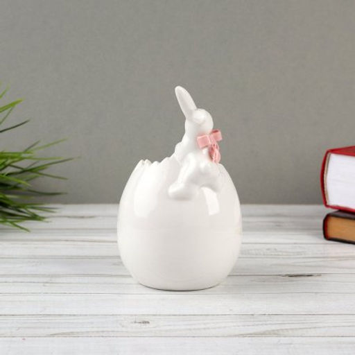Фигурка кашпо белое Кролик 9х10х15 см / 19182-1W /уп 36/Пасха - ГалеонТрейд фото 3
