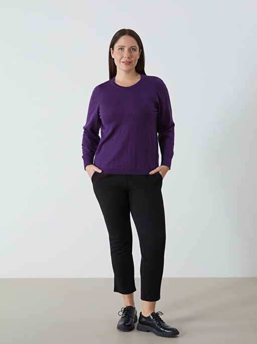 Bisiklet Yaka Kendinden Desenli Uzun Kollu Kad?n Triko Kazak - Waikiki фото 4