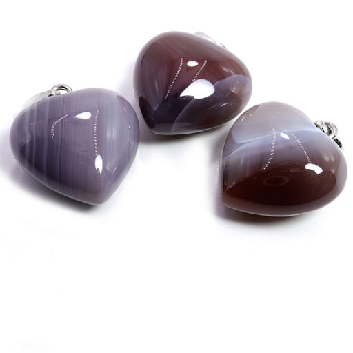 Подвеска Сердечко объемное из камня Бразильский агат - денежный магнит 2см