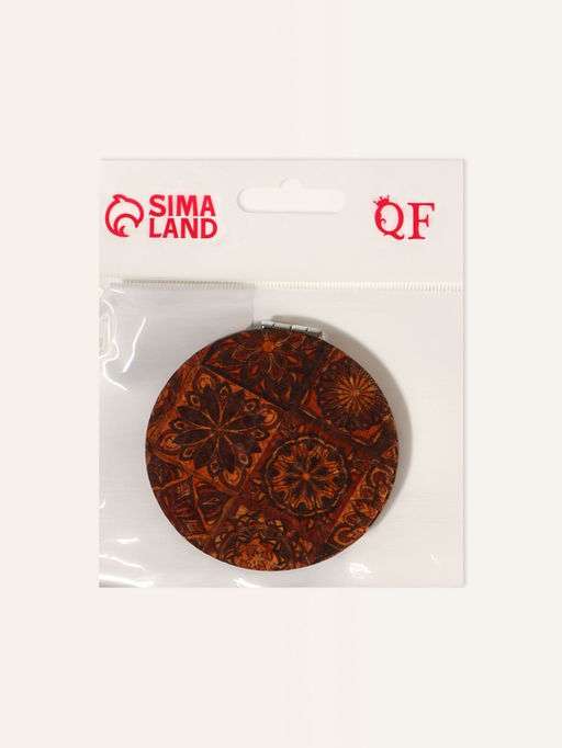 Зеркало складное «Орнамент», d=7.2 см, с увеличением х2, коричневое