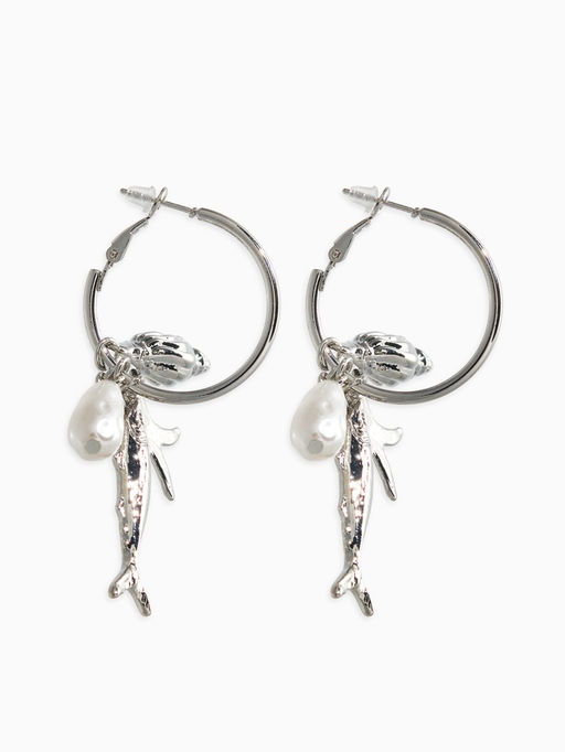 Серьги «Морской мир», с подвесками, белые в серебре