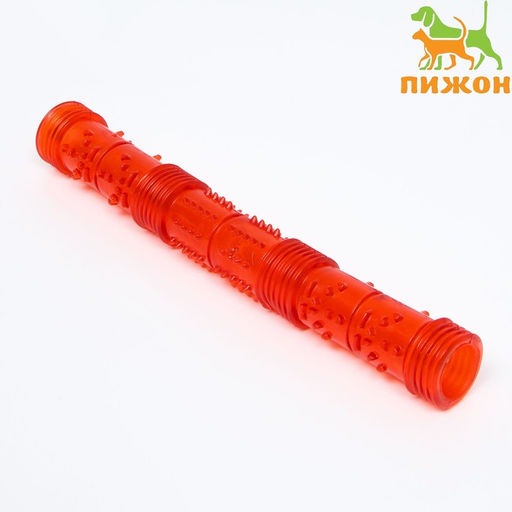 Игрушка тренировочная жевательная Палка полая, 24,5 см, красная