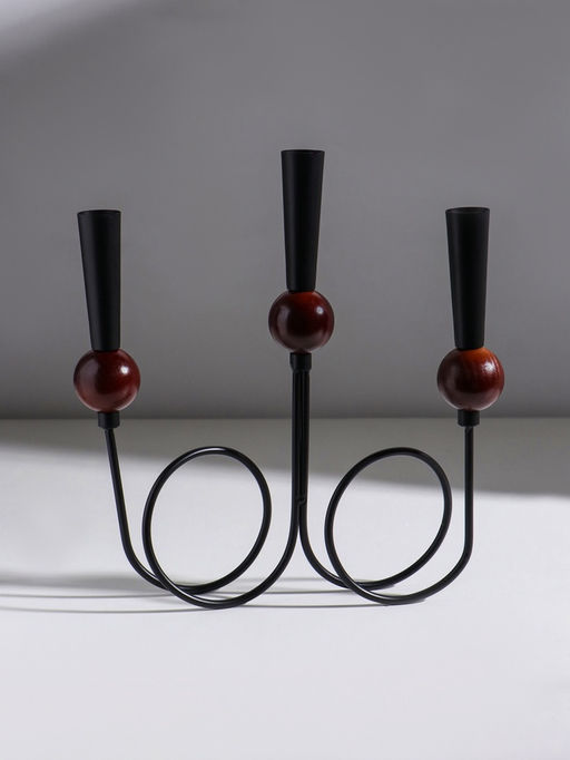 Подсвечник на 3 свечи «Канделябр. Параллельные вселенные», d=2.2 см, чёрный, 25×3.5×27.3 см