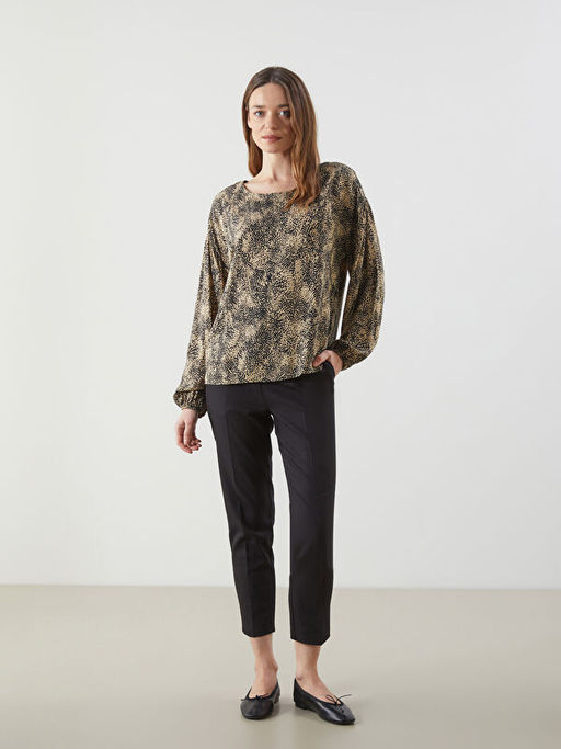 Bisiklet Yaka Desenli Kad?n Bluz