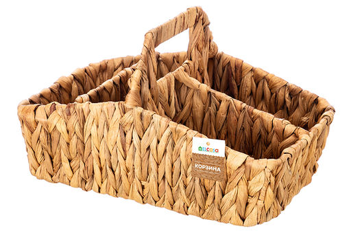 Корзина плетеная 30,5*19,5*17,5 см с ручкой, с 4-мя секциями, водный гиацинт - Elan gallery фото 12