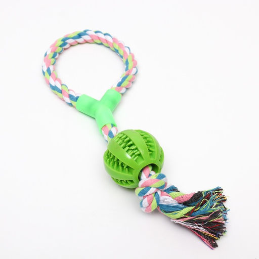 Игрушка канатная с ручкой и мячом, 38 см, до 160 г, зелёная - Пижон фото 5