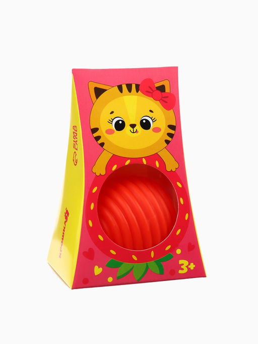 Развивающий тактильный мячик Крошка Я «Кошечка», с пищалкой, 1 шт.