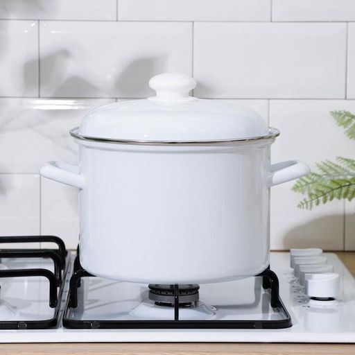 Кастрюля эмалированная, 4.5 л, d=22.5 см, индукция, цилиндрическая, белая