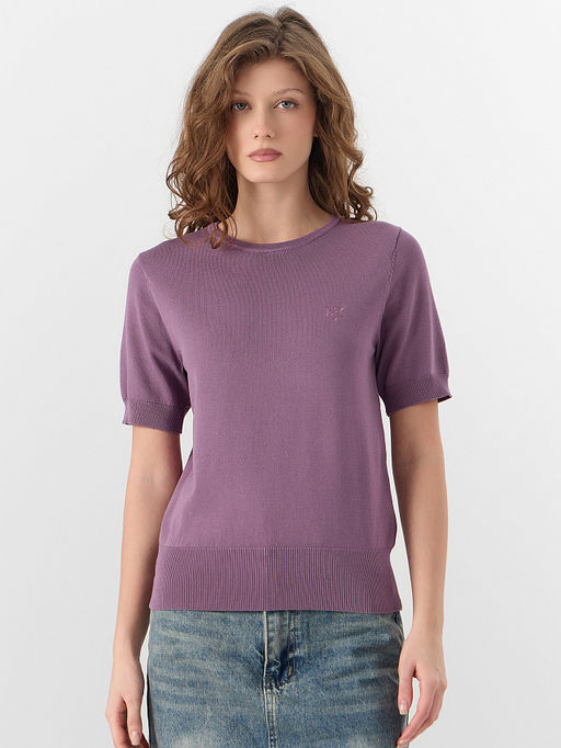 Джемпер женский с короткими рукавами фиолетовый
