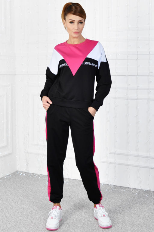 Арт. 2307 Костюм с брюками женский 46-52 (4 шт) Цвет:верх-черный, белый, малина, низ-черный, малина - Калинка фото 29