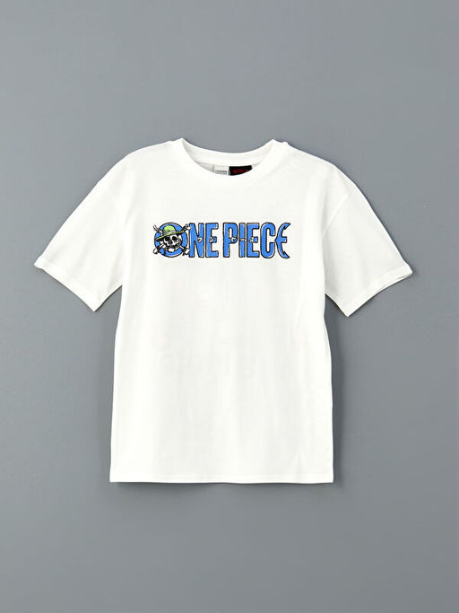 Bisiklet Yaka One Piece Bask?l? Erkek ?ocuk Ti??rt