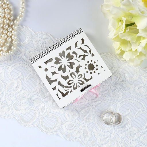 Шкатулка под кольца Цветочная, белая, 10х9,5х2,6 см - Simaland фото 2