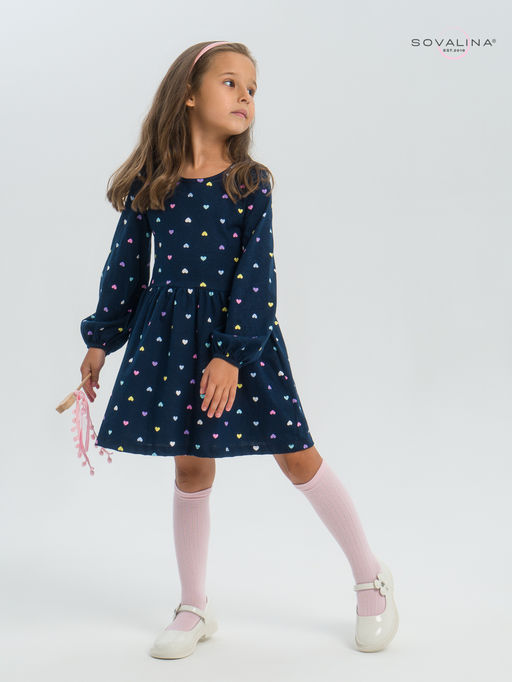 Платье Моана цветные сердечки на синем - Sovalina фото 12