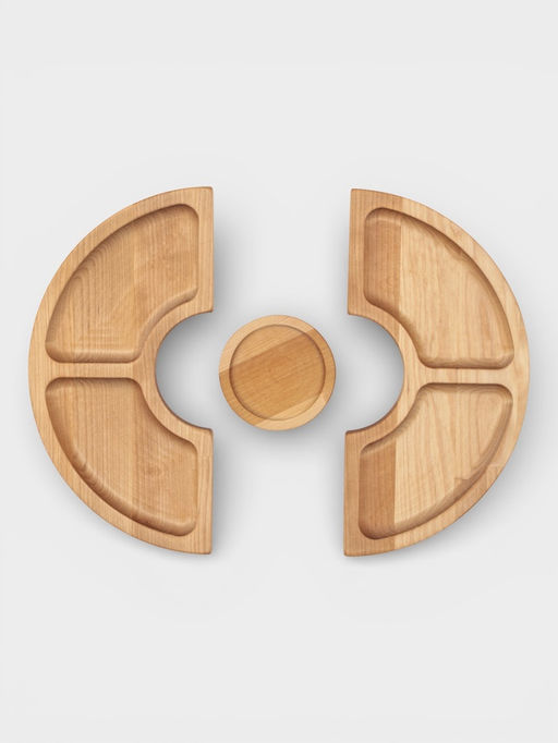 Подарочный набор посуды Adelica С любовью, столик для вина d=32 см, менажница d=25 см, подсвечник d=8 см, дерево берёза