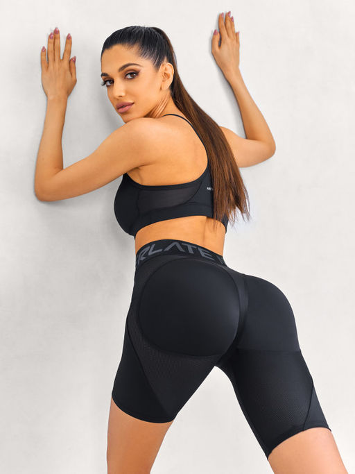 Черные велосипедки с моделирующими вставками из сетки Атлетика