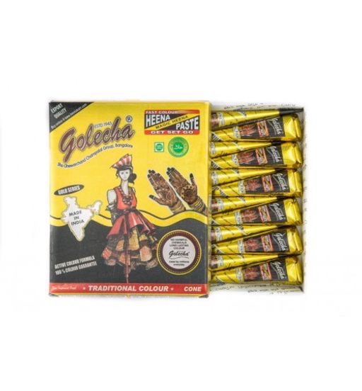 Хна в конусе Golecha (12 конусов в упаковке), черный цвет 25г.*12