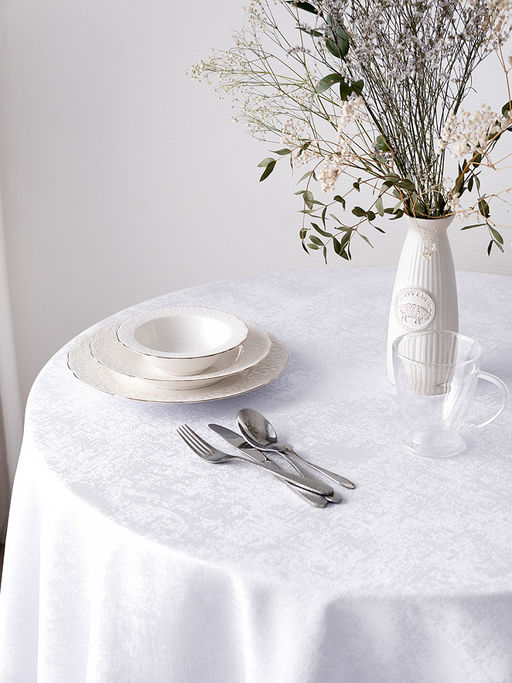 Скатерть жаккардовая D180 белый полиэстер - Denastia фото 2