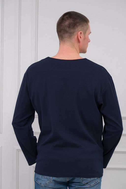 Лонгслив мужской из рибаны Темно-синий