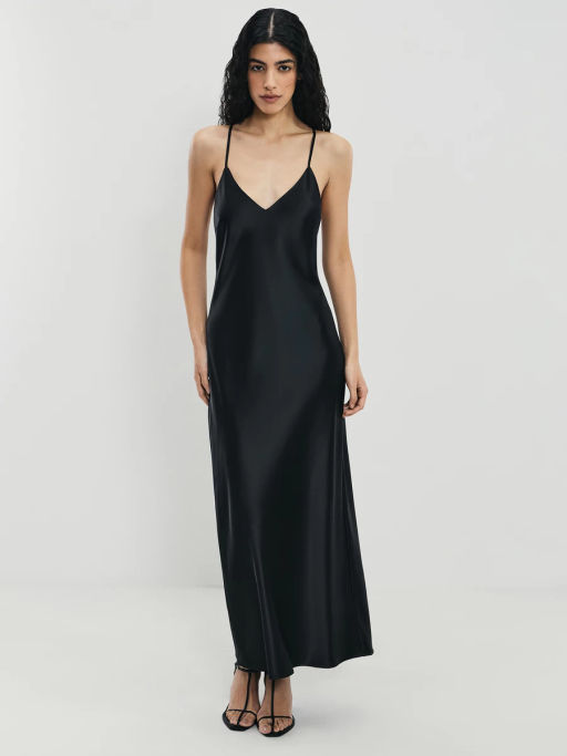 Атласное платье миди на бретелях / Zarina  фото 3