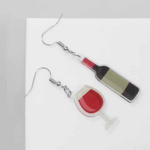 Серьги акрил Вино и бокал, цветные - Queen fair фото 2