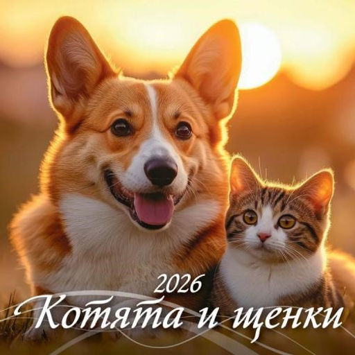 Календарь настен. перекид., на скрепке, 285*285мм, 6л., 2026г. "Котята и щенки" (0426001)