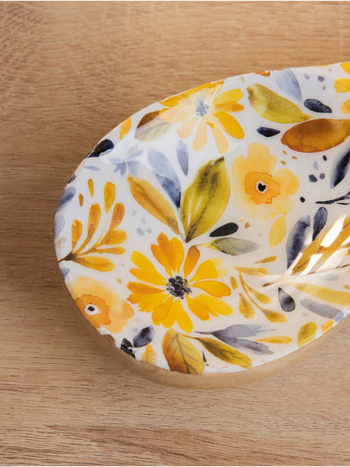 Подставка под ложку Желтые и синие цветы, 25.593.8 см, дерево манго - Simaland фото 3