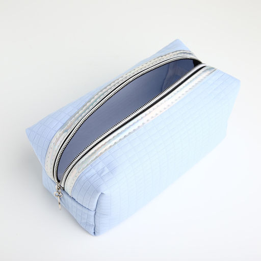 Косметичка женская на молнии, маленькая, объёмная, голубая - Simaland фото 3