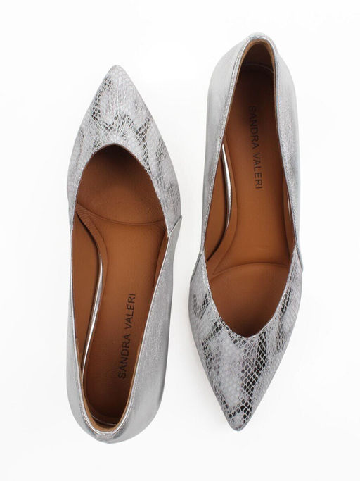 06-P3166 GREY/SILVER Туфли женские (натуральная кожа)