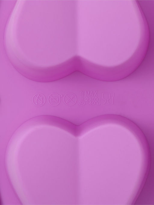 Форма для выпечки Доляна Сердце напополам, силикон, 25.8?17?3.2 см, 6 ячеек (7?6.5?3 см), розовая