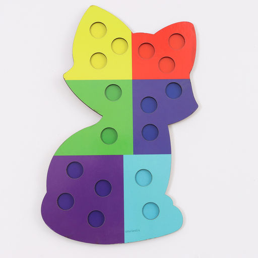 Сортер деревянный «Котёнок» с помпонами и пинцетом, 15×21 см