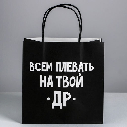 Пакет подарочный Всем плевать на твой др, 22 22 11 см - Дарите счастье фото 2