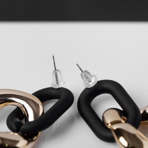 Серьги металл Цепь геометрия, 2 звена, цвет золотисто-чёрный - Queen fair фото 2