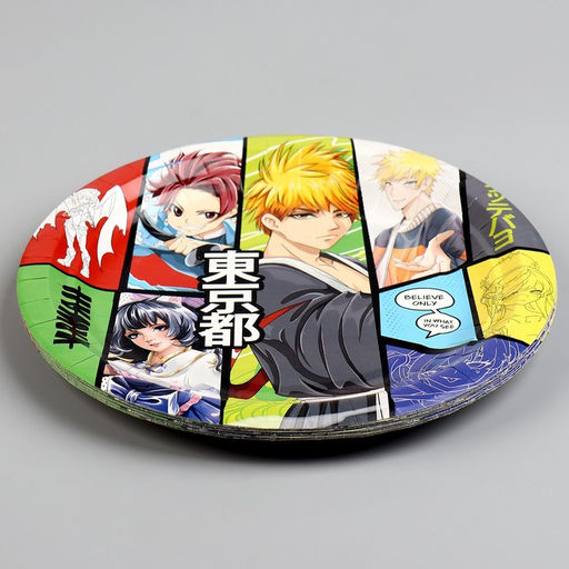 Цена за 20 шт. Тарелка одноразовая бумажная "Аниме", 18 см