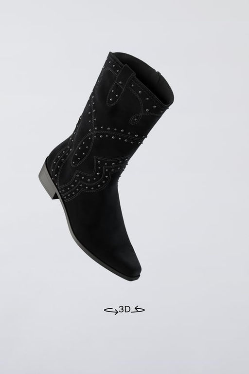 SUEDE COWBOY BOOTS WITH STUDS - Zara фото 11