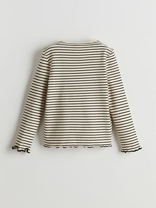 Bisiklet Yaka ?izgili K?z ?ocuk Ti??rt