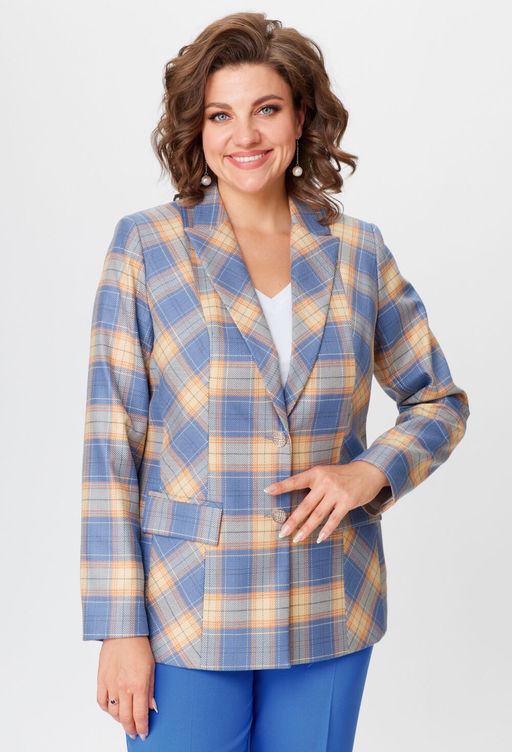 Жакет БелЭльСтиль 412 голубая клетка фото 3