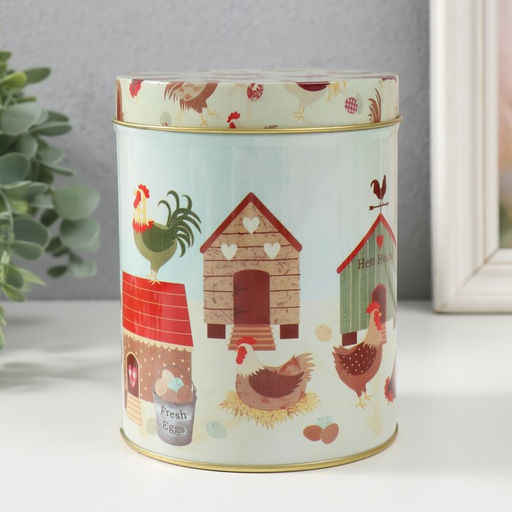 Шкатулка металл цилиндр Курятник набор 3 шт 7,5х7,5х10,7 9х9х12,7 10,5х10,5х13,5 см - Simaland фото 2