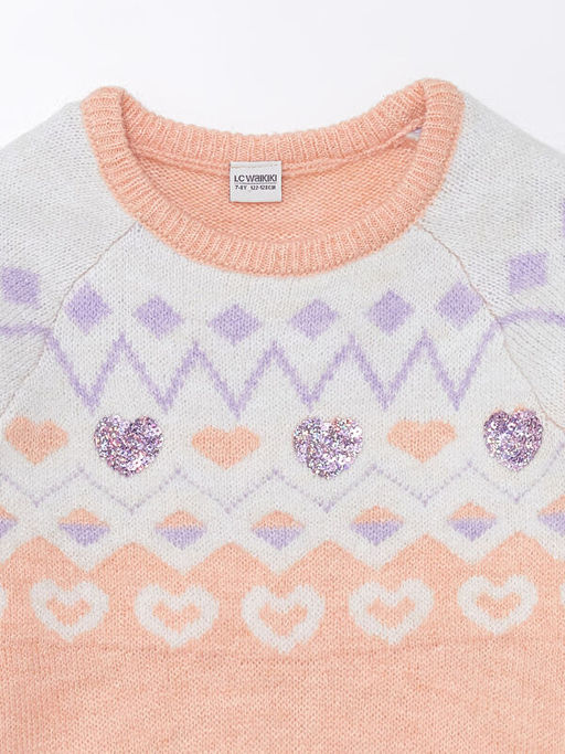 Bisiklet Yaka Desenli Uzun Kollu K?z ?ocuk Triko Kazak - Waikiki фото 3