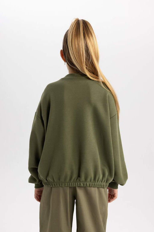 Толстовка оверсайз с карманами и принтом для девочек - Defacto фото 8