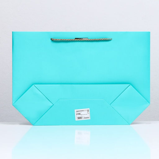 Цена за 12 шт. Пакет подарочный с лентой 26 х 25 х 11 см Бирюзовый - UPAK LAND фото 2