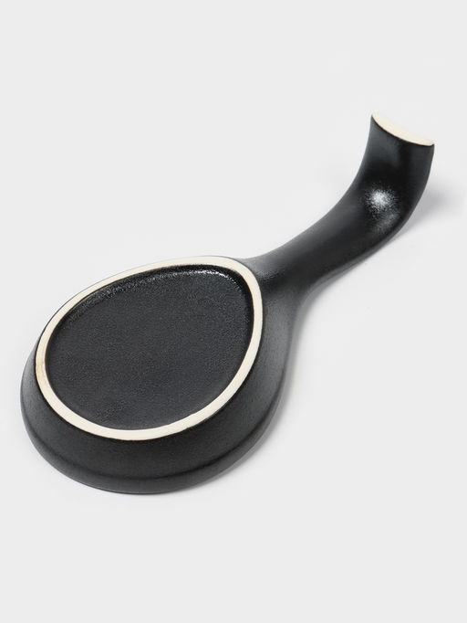 Подставка под ложку с поддоном Magistro «Галактика», фарфор, 23.5×10.5×5 см, чёрная