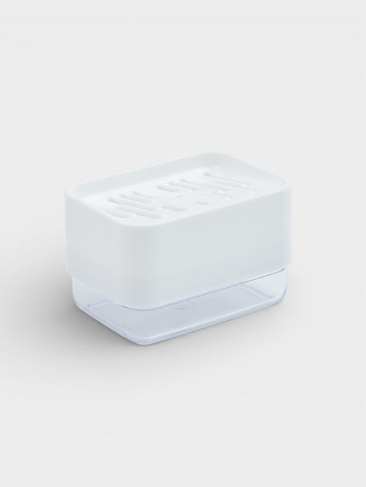 Дозатор для моющего средства с подставкой для губки Raccoon, губка в комплекте, белый