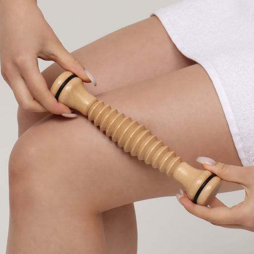 Массажёр «Скалка», универсальный, d=4×22 см, с резьбой, деревянный