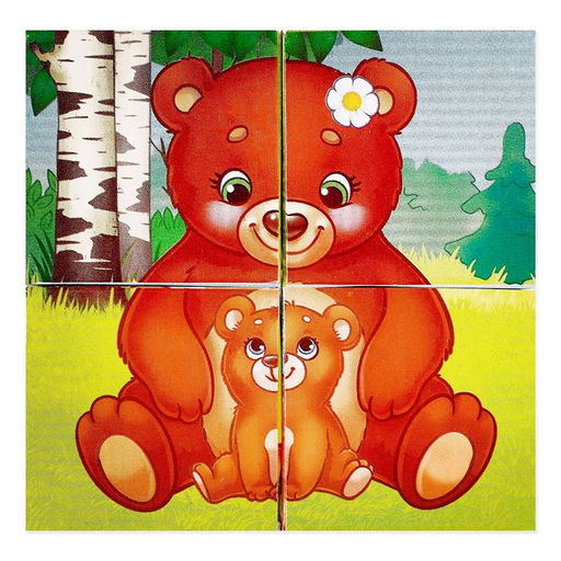 Цена за 2 шт. Кубики картонные «Мамы и дети», 4 шт., 3+