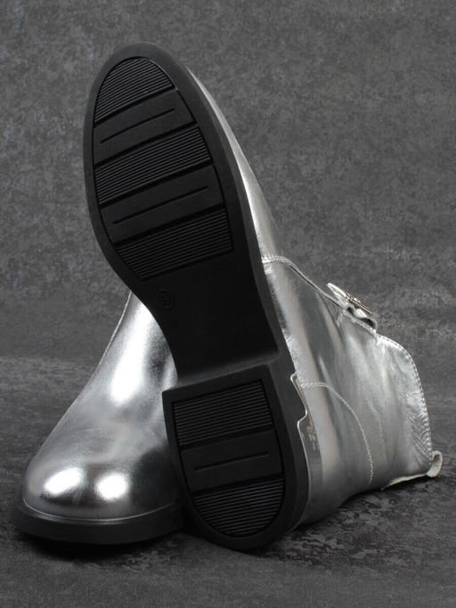 01-B48B-87C GREY/SILVER Ботинки демисезонные женские (натуральная кожа, байка)