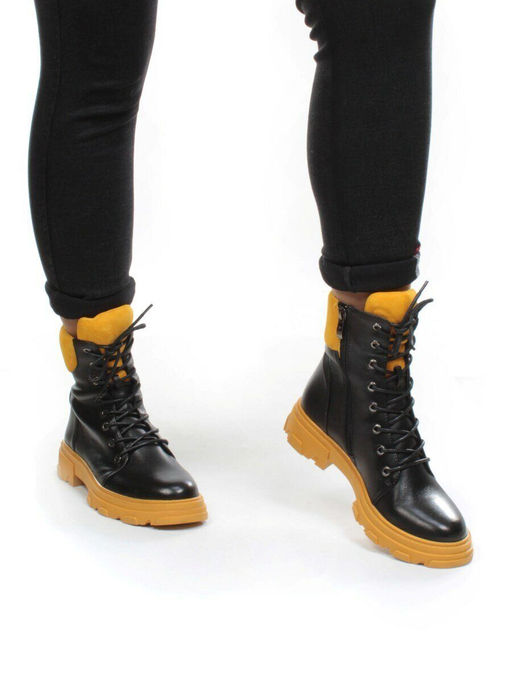 01-B2014B-500A-2 BLACK Ботинки демисезонные женские (натуральная кожа, натуральная замша, байка) - Фабричный китай фото 2