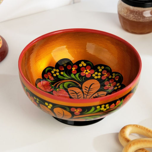 Салатник деревянный хохлома «Средний», 14×7.5 см