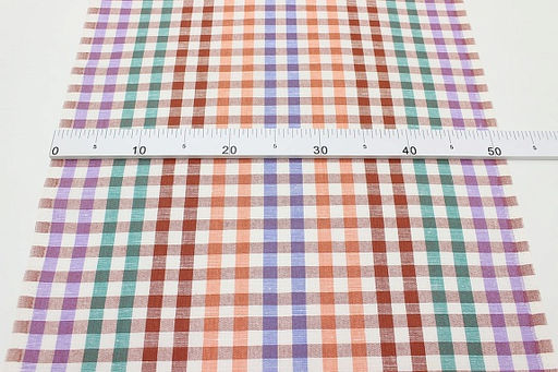 Холст полотенечный Цветная клетка цв.коралл/сирень/изумруд/бордо, ш.0.5м, лен-30%, хл-70% - Купава фото 3