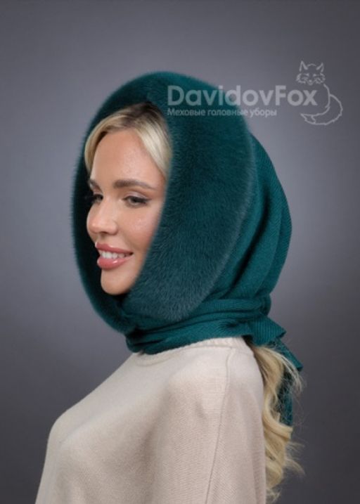 Платок Трикотаж Норка Изумруд - Davidovfox фото 2